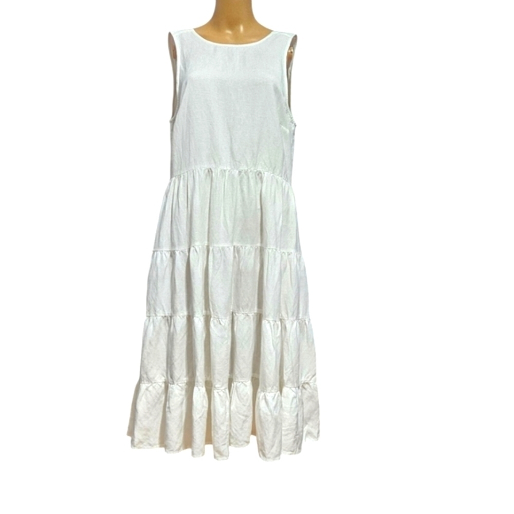 LOFT Beach Open Back Tiered Midi Summer  Dress Size Small - Picture 10 of 11